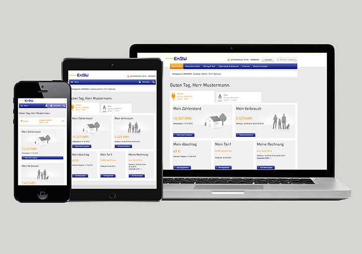 Das EnBW Kundenportal bietet den Nutzern Services rund um die Verwaltung ihrer Konten und Verträge. Als UX-Designer arbeite ich am Relaunch und Redesign des "Meine EnBW" Kundenportals. Zu meinen Aufgaben gehörten:
				Optimierung des Konzepts, Erstellung von High-Fidelity Prototypen und Entwicklung von responsiven Design-Elementen.<br><br>
				Auftraggeber: <br>
				EnBW Energie Baden-Württemberg AG<br>

				https://meine.enbw.com/