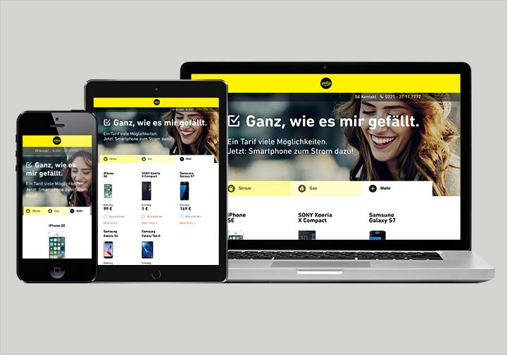 Entwicklung eines Funnels über den Kunden Unterhaltungselektronik wie Smartphones und Tablets mit einem Energievertrag kaufen können.